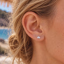 Triple Baguette Fan 18K Gold PVD Titanium Flat Back Earrings