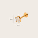 Triple Baguette Fan 18K Gold Plated Titanium Flat Back Earrings