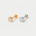 Triple Baguette Fan 18K Gold PVD Titanium Flat Back Earrings