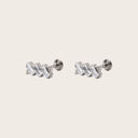 Triple Baguette Climber 18K Gold Plated Titanium Flat Back Earrings