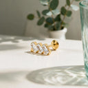 Triple Baguette Zigzag flat back earrings