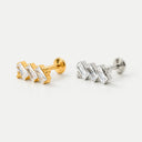 Triple Baguette Zigzag flat back earrings
