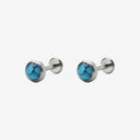 Turquoise Cabochon Titanium Flat Back Earrings