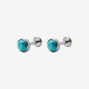 Turquoise Cabochon Titanium Flat Back Earrings