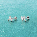 White Mother of Pearl Butterfly flat back earrings
