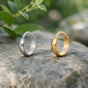 Wide Dome Huggie 18K Gold Plated Titanium Hoop Earrings