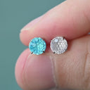Firework-Cut Round CZ flat back earrings