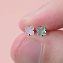 Frosted Pastel Square CZ flat back earrings